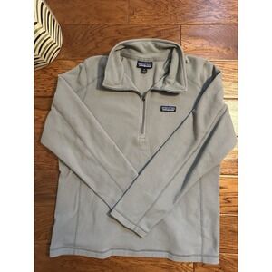 Patagonia Fleece Jacket Women XL 1/4 Zip Gray 100% Recycled Polyester Collar